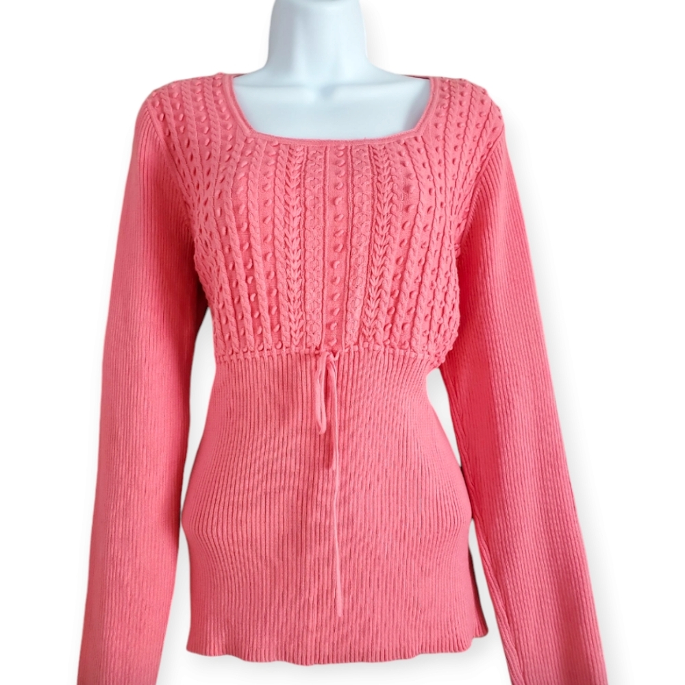 NWOT Liz Claiborne Barbie pink cotton sweater top Womens Large